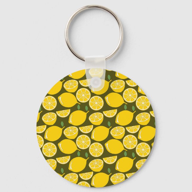 Gult Lemon Tapet Mönster, sommartid Nyckelring (Framsida)