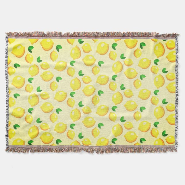 Gult Lemon Throw Blanket Filt (Framsidan)