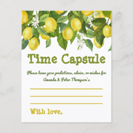 Gult Lemon White Flowers Baby Time Capsule Card