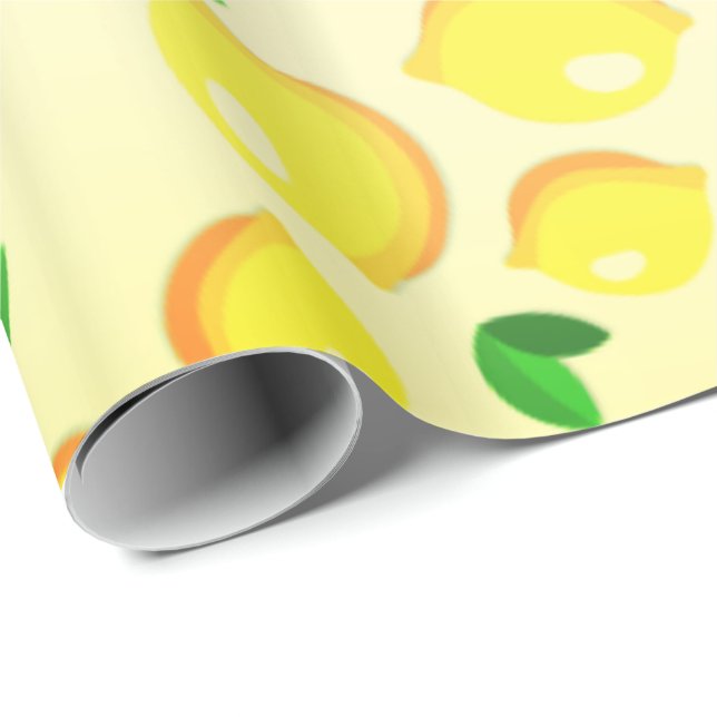 Gult Lemon Wrapping Papper Presentpapper (Rullad Hörn)