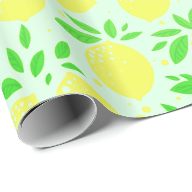 Gult Lemon Wrapping Papper Presentpapper (Rullad Hörn)