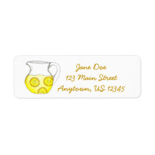 Gult Lemonade Lemon Ade Pitcher-etiketter Returadress Etikett
