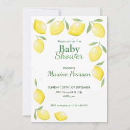 Gult Lemons Baby Shower Inbjudningar