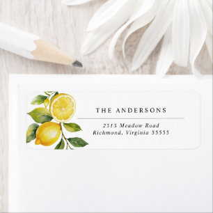 Gult Lemons Botanisk Returadress av citrusfrukte Etikett