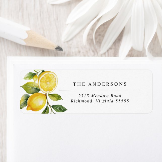 Gult Lemons | Botanisk Returadress av citrusfrukte Returadress Etikett (Insitu)
