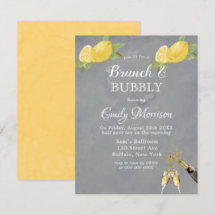 Gult Lemons Grått Paint Champagne Brunch & Bubly Inbjudningar