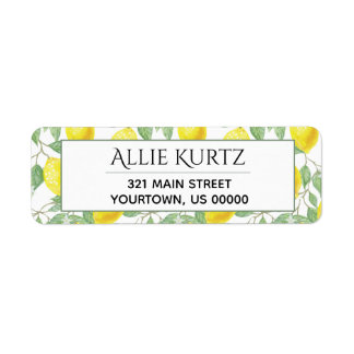 Gult Lemons Grönt Löv Fresh Botanical Returadress Etikett