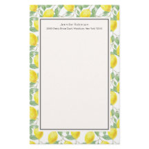 Gult Lemons med Grönt Löv Mönster