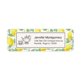 Gult Lemons med Grönt Löv Mönster Returadress Etikett