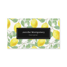 Gult Lemons med Grönt Löv Mönster