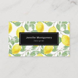 Gult Lemons med Grönt Löv Mönster Visitkort