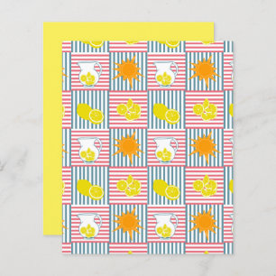 Gult Lemons Orange Sol Rosa Teal Rand Papper