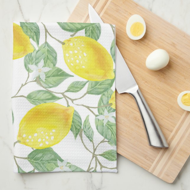 Gult Lemons på vindesign Kökshandduk (Vikt i Fjärdedel)