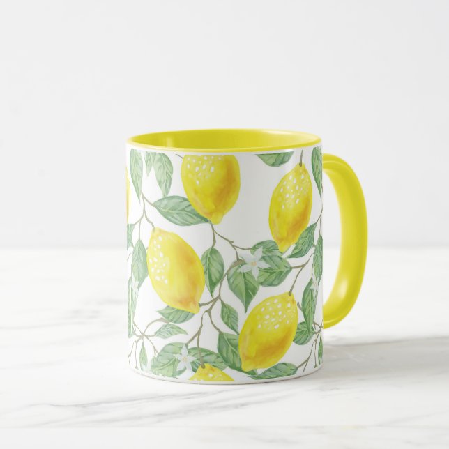 Gult Lemons på vindesign Mugg (Framsida höger)