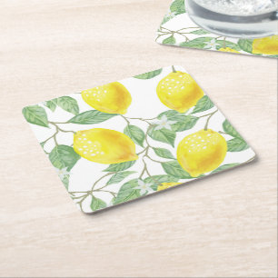 Gult Lemons på vinet Underlägg Papper Kvadrat