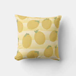 Gult Lemons, sommarfrukt, vattenfärgen Rand Roligt Kudde