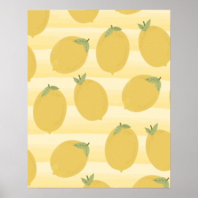 Gult Lemons Summer Fruit Bright Whimsical Rustic Poster (Framsidan)