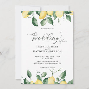 Gult Lemons Summer Fruit Garden Wedding Inbjudningar