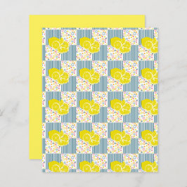 Gult Lemons Teal Rand Scrapbook Papper