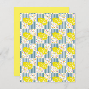 Gult Lemons Teal Rand Scrapbook Papper