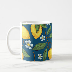 Gult Lemons: Tropical Fruit Mönster. Kaffemugg