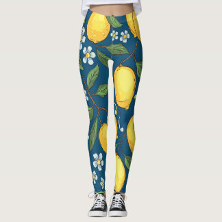 Gult Lemons: Tropical Fruit Mönster. Leggings