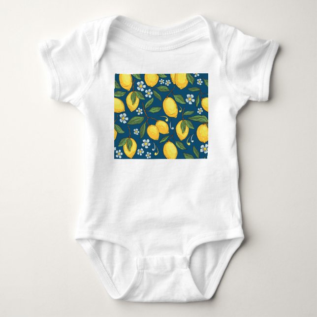 Gult Lemons: Tropical Fruit Mönster. T Shirt (Framsida)