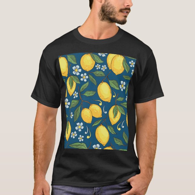 Gult Lemons: Tropical Fruit Mönster. T Shirt (Framsida)