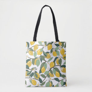 Gult Lemons, Tropical Seamless Print. Tygkasse