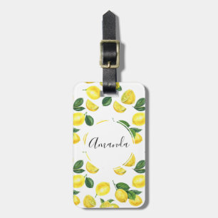 Gult Lemons Watercolor Fruit Mönster Bagagebricka