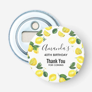 Gult Lemons Watercolor Fruit Mönster Birthday Flasköppnare