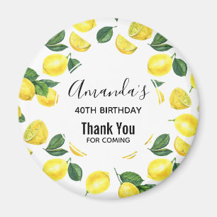 Gult Lemons Watercolor Fruit Mönster Birthday Magnet