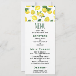 Gult Lemons Watercolor Fruit Mönster Inbjudningar