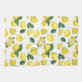 Gult Lemons Watercolor Fruit Mönster Kökshandduk