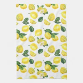 Gult Lemons Watercolor Fruit Mönster Kökshandduk