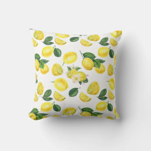 Gult Lemons Watercolor Fruit Mönster Kudde