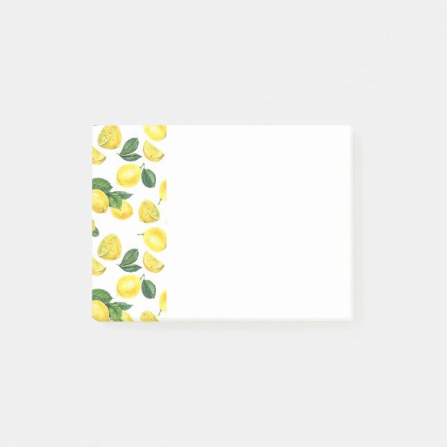 Gult Lemons Watercolor Fruit Mönster Post-it Block (Framsida)