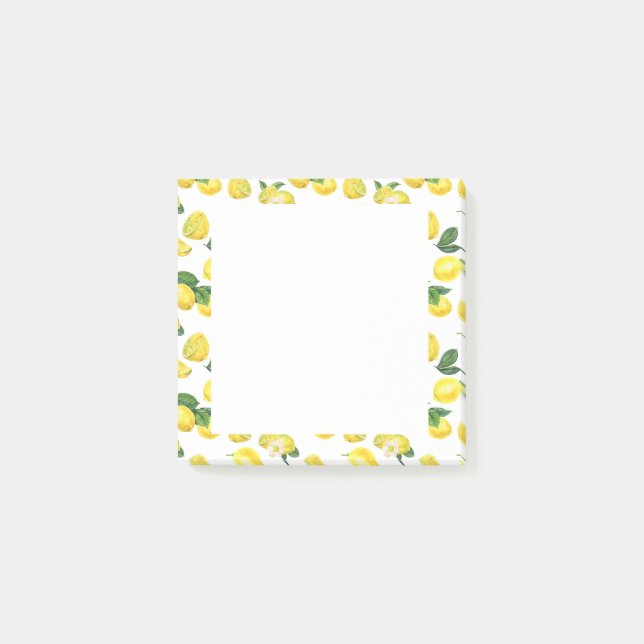 Gult Lemons Watercolor Fruit Mönster Post-it Block (Framsida)