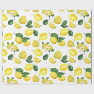 Gult Lemons Watercolor Fruit Mönster Presentpapper