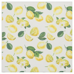 Gult Lemons Watercolor Fruit Mönster Tyg