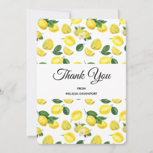 Gult Lemons Watercolor Mönster Tack Kort