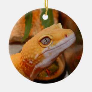 Gult Leopard Gecko Lizard Julgransprydnad Keramik