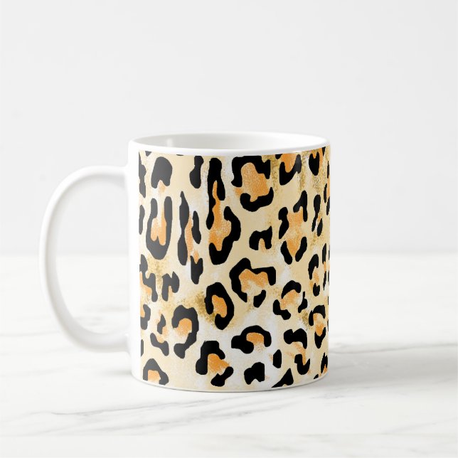 Gult leopard, handdragen. kaffemugg (Vänster)