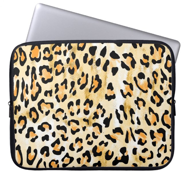 Gult leopard, handdragen. laptop fodral (Framsidan)