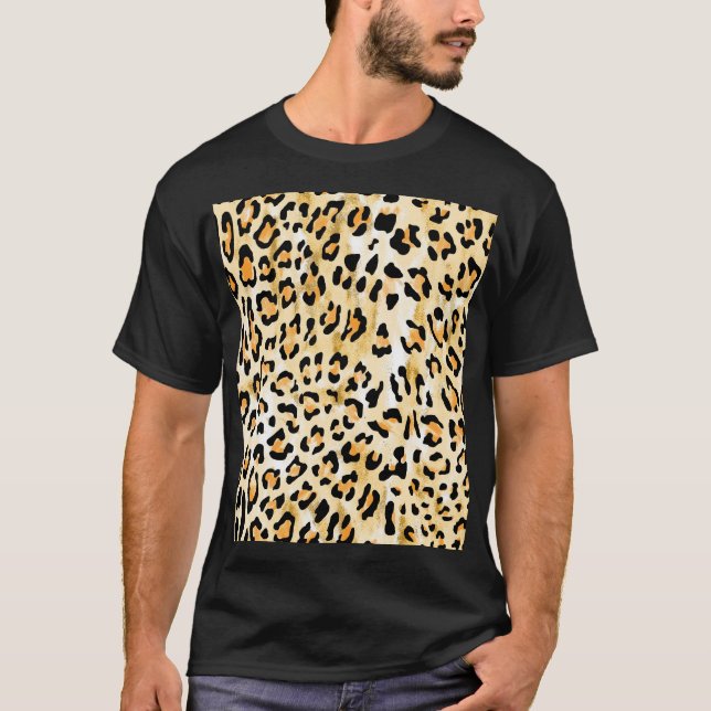 Gult leopard, handdragen. t shirt (Framsida)