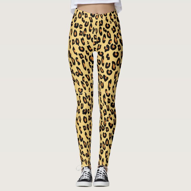Gult Leopardtryck Leggings (Framsida)
