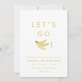 Gult Lets Go Bananas Birthday Banana Party Theme Inbjudningar