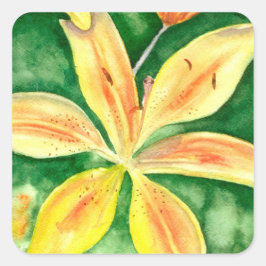 Gult lever i trädgården fyrkantigt klistermärke