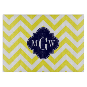 Gult Lg Chevron Navy Quatrefoil 3 Monogram