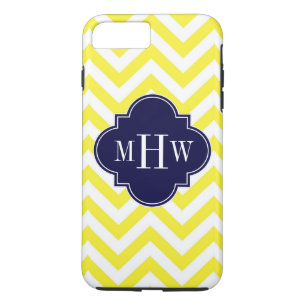 Gult Lg Chevron Navy Quatrefoil 3 Monogram